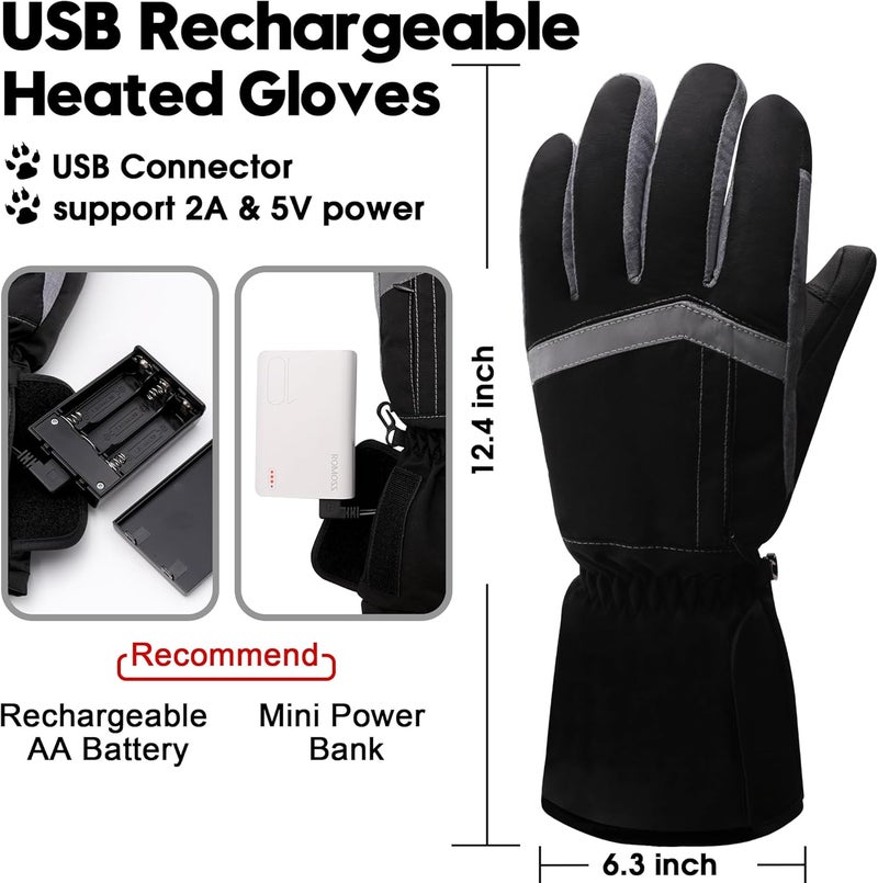 Rabbitroom Store USB Heated Gloves for Women Electric Touchscreen Waterproof Heated for Raynauds Arthrithis Hand Warmer Rechargeable Winter Ski Work Design Winter Gift for Indoor and Outdoor(Large) - Image 2